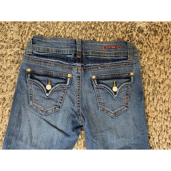 Women's/juniors Vigoss Denim Capri Size 1 Medium Blue wash Button flap pockets - Picture 6 of 11